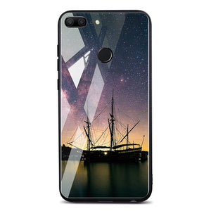 TOMKAS Space Case For Huawei Cases Cover Glass Coque