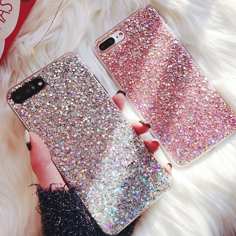 Silicone Bling Glitter Crystal Sequins Phone Case for Samsung Galaxy