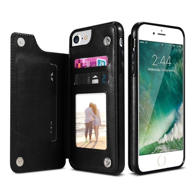 Retro TPU Leather Case For iPhone Multi Card Holder Cases