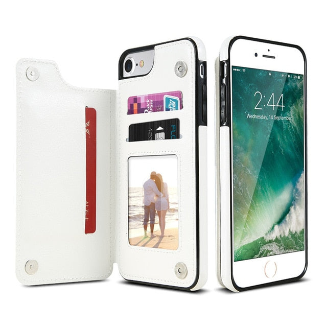 Retro TPU Leather Case For iPhone Multi Card Holder Cases