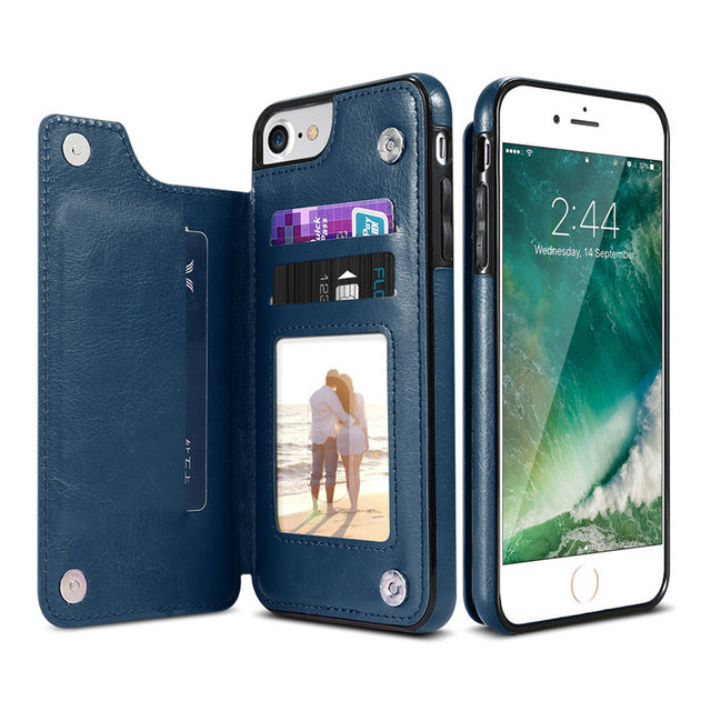 Retro TPU Leather Case For iPhone Multi Card Holder Cases