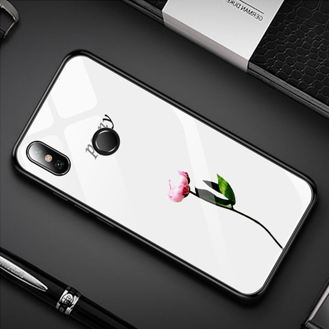 Tempered Glass Phone Case For Xiaomi Mi Case Luxury Cover